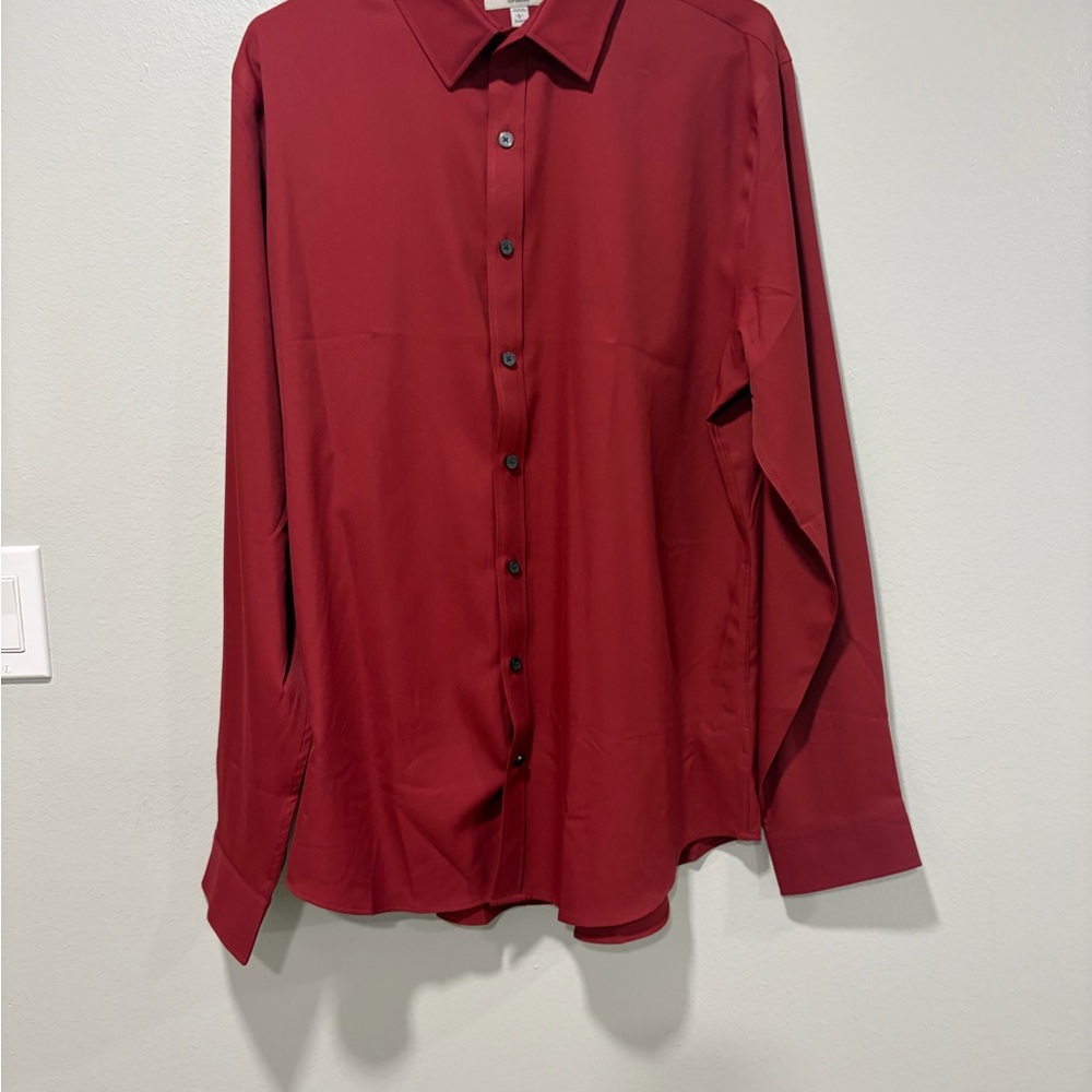 Express Men's Deep Red Button Down Shirt